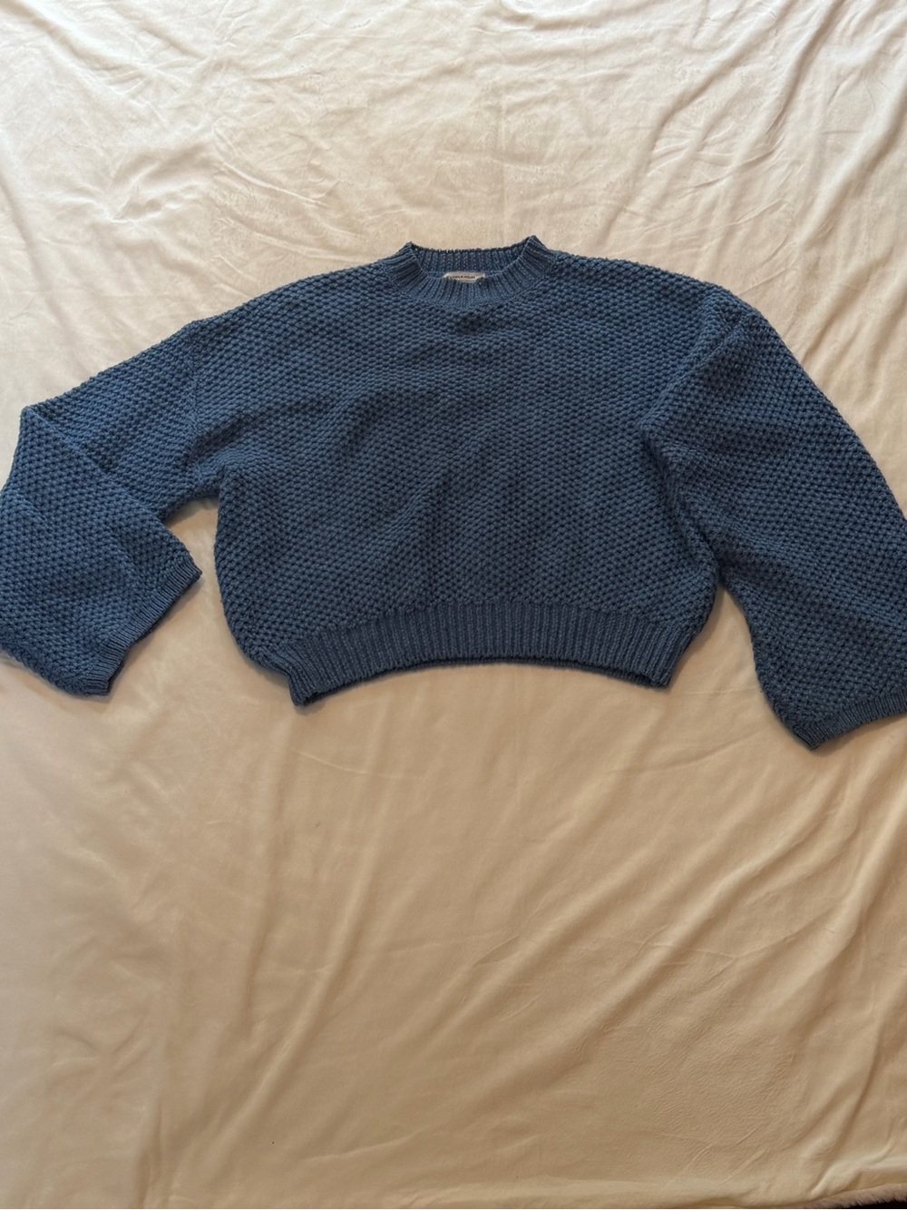 Stockholm Atelier Blue Chunky Knit Crewneck Sweater